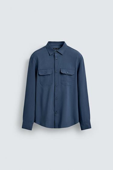 FLOWING SHIRT WITH POCKETS - Blue by Zara