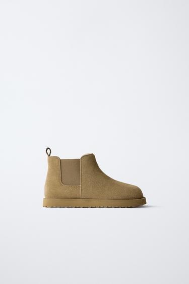 LEATHER ANKLE BOOT - Sand Brown by Zara