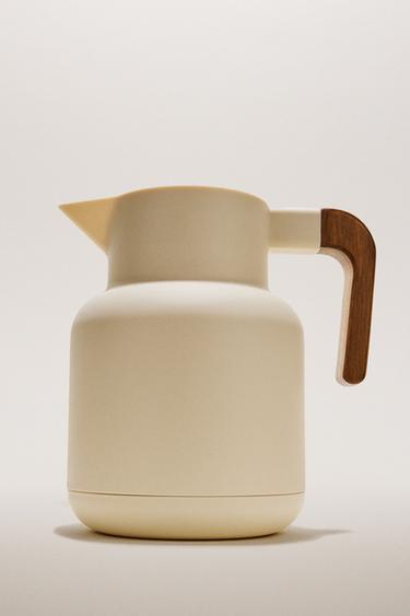 THERMAL JUG WITH ACACIA HANDLE - Cream by Zara
