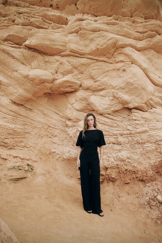 DRAPED CREPE TOP - Black by Zara - Image 0