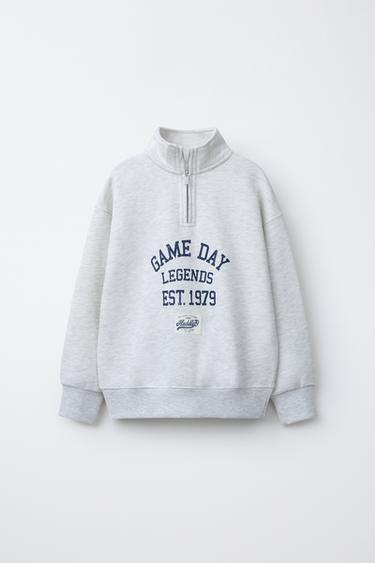 SPORTY SWEATSHIRT WITH SLOGAN - Grey marl by Zara