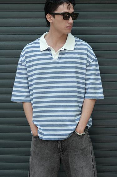STRIPED WASHED POLO SHIRT - striped by Zara