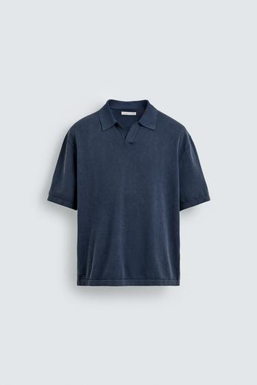 WASHED KNIT POLO SHIRT - Blue by Zara