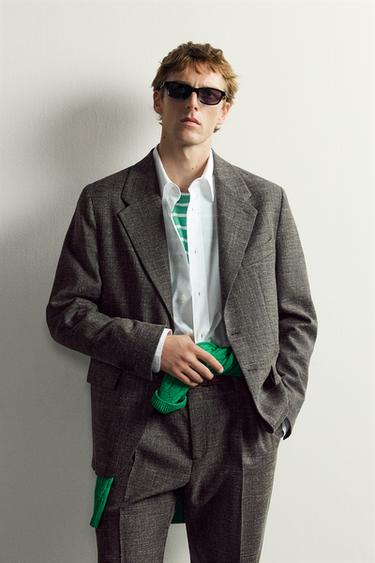 WOOL-LINEN SUIT BLAZER AARON LEVINE X ZARA - Black by Zara