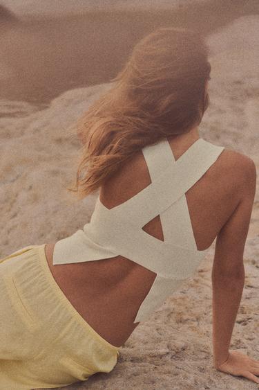 KNIT CUT-OUT BACK TOP - Ecru by Zara