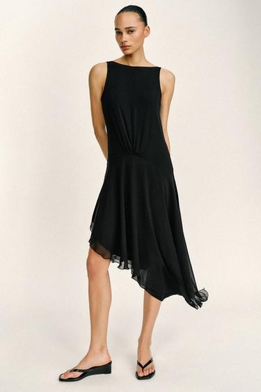ASYMMETRIC MIDI DRESS - Black by Zara