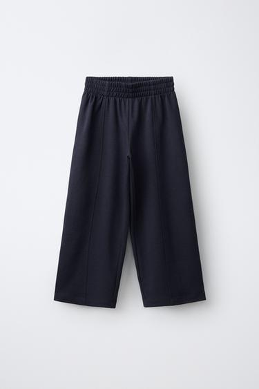 WIDE-LEG INTERLOCK TROUSERS - Navy blue by Zara