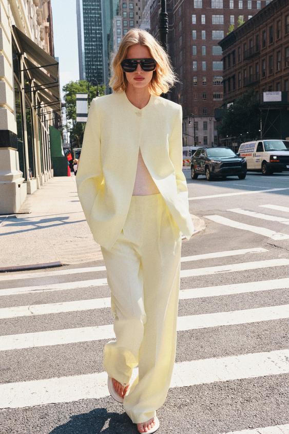 ZW COLLECTION PLEATED TROUSERS - Yellow by Zara - Image 0