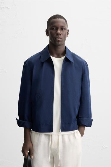 REGULAR FIT BOMBER JACKET - Blue by Zara