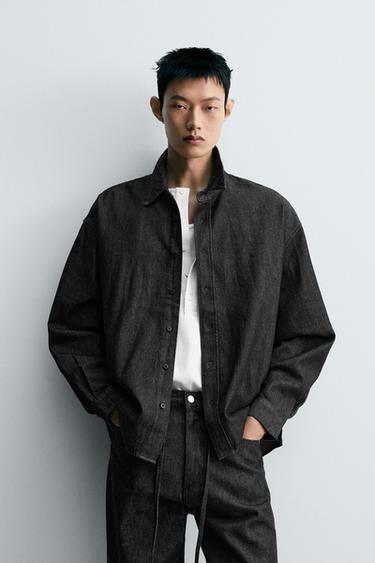 RELAXED FIT DENIM SHIRT - Grey by Zara