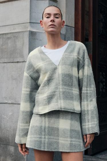 SOFT CHECK SWEATSHIRT - Greys by Zara