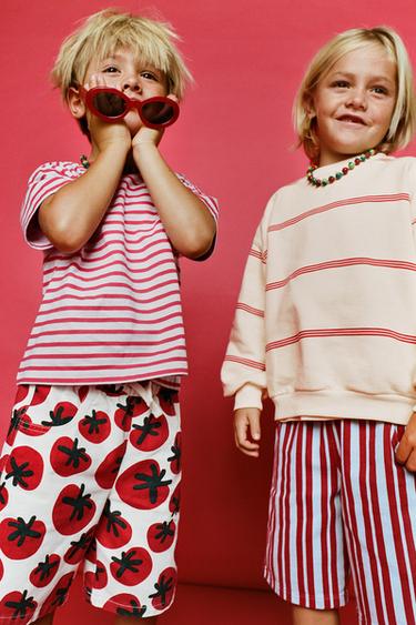 TOMATO PRINT TWILL BERMUDA SHORTS - Red by Zara