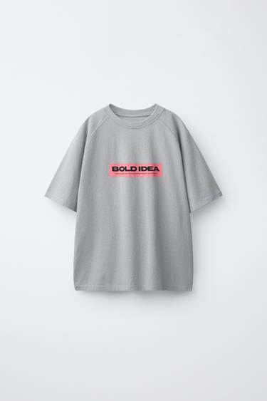 SLOGAN PRINT T-SHIRT - Greyish by Zara