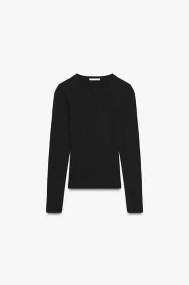 LONG SLEEVE T-SHIRT - Black by Zara