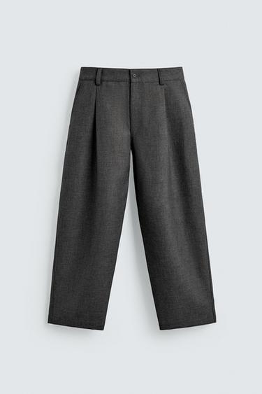 BALLOON FIT PLEATED TROUSERS - Grey marl by Zara