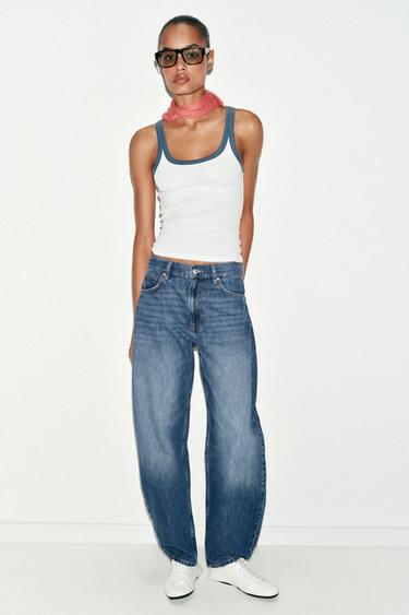 RIB SLEEVELESS TOP - Blue/White by Zara