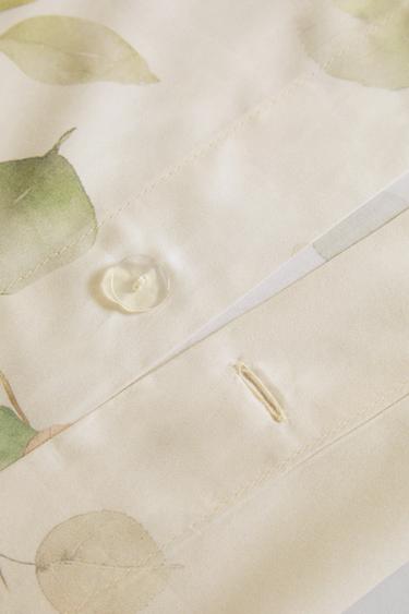 SATEEN DUVET COVER WITH LEAF PRINT - Ecru by Zara