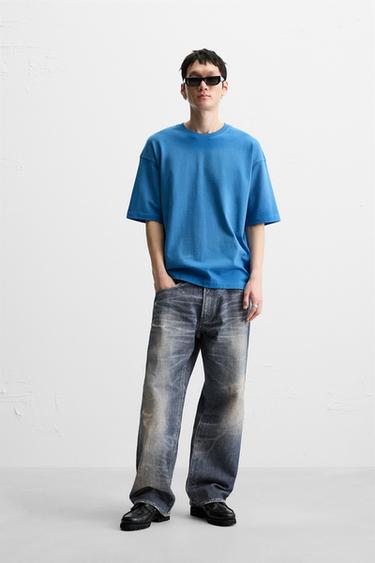 RELAXED FIT SPRAY WASH T-SHIRT - Blue by Zara - Image 0