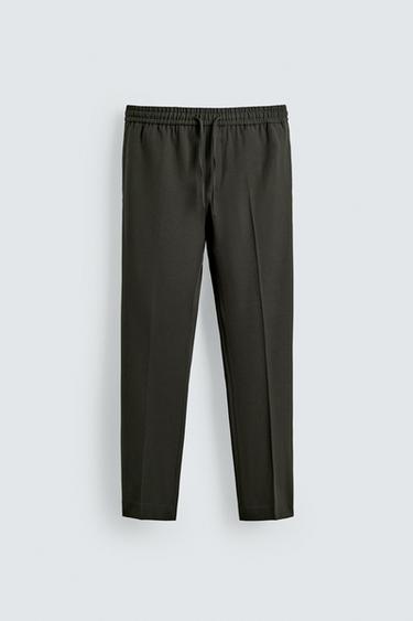 COMFORT FIT JOGGER WAIST TROUSERS - Dark green by Zara