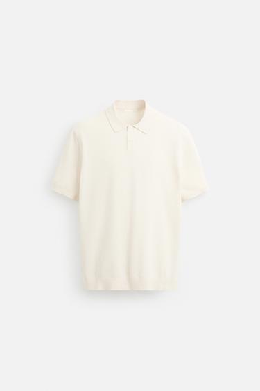 TEXTURED PIQUÉ KNIT POLO SHIRT - Ecru by Zara