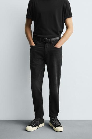SLIM FIT CROPPED JEANS - Black by Zara
