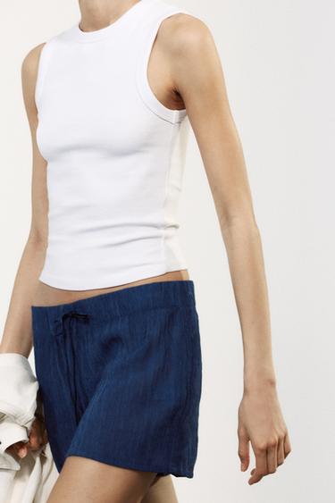 STRUCTURED FLOWING SHORTS - Navy blue by Zara
