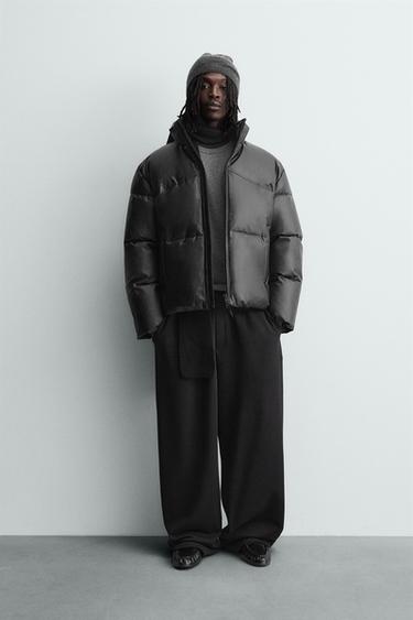 LEATHER EFFECT QUILTED JACKET - Black by Zara