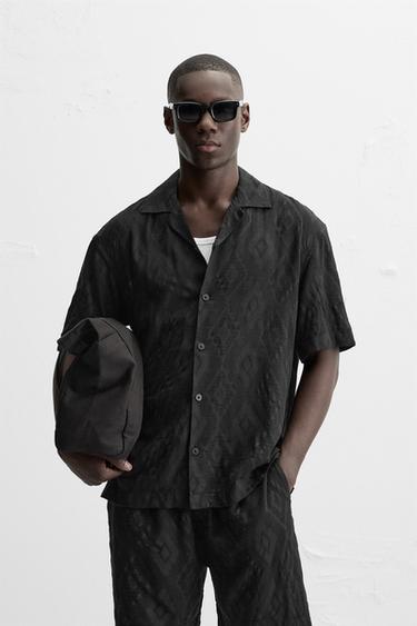 GEOMETRIC JACQUARD SHIRT - Black by Zara