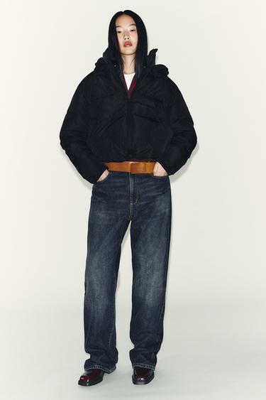 SHORT WATER-REPELLENT AND WINDPROOF HOODED ANORAK - Black by Zara