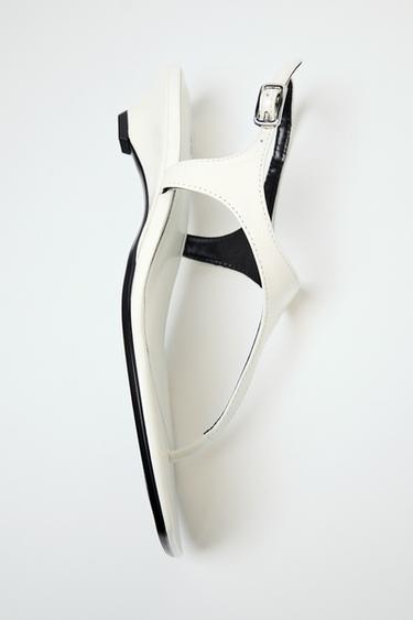 LEATHER STRAP SANDALS WITH BUCKLE - White by Zara