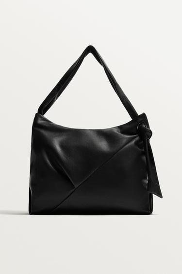 LEATHER SHOULDER BAG - Black by Zara