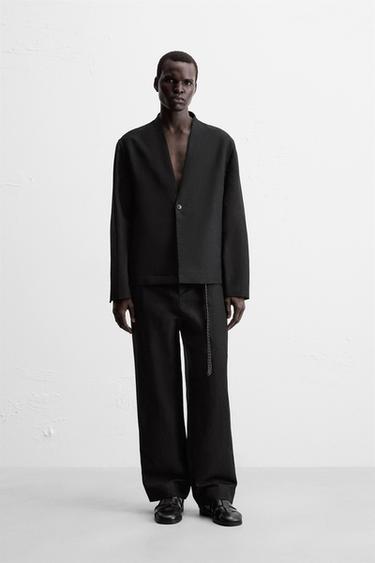 COTTON-LINEN SUIT BLAZER - Black by Zara - Image 0