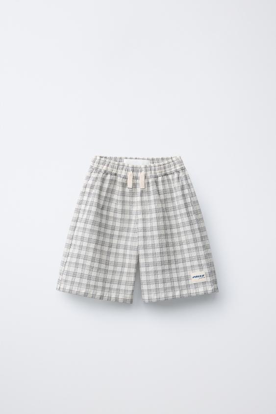 PUKAS SURF SEERSUCKER CHECK BERMUDA SHORTS - Ecru / Black by Zara - Image 0