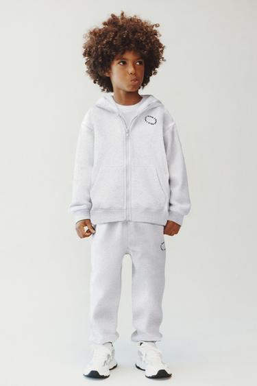 BASIC SLOGAN ZIP-UP HOODIE - Grey marl by Zara