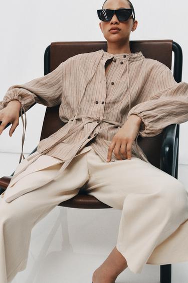 STRIPED LINEN SHIRT ZW COLLECTION - Stripes by Zara