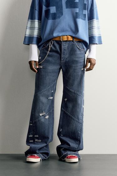 SEAM DETAIL FLARE FIT JEANS - Blue by Zara