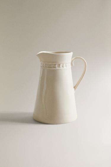 RAISED STONEWARE MILK JUG - Cream by Zara