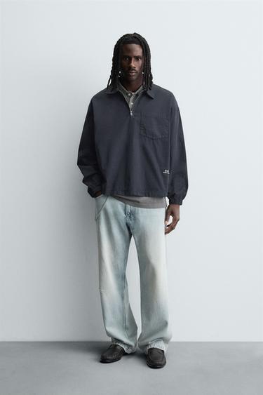 DENIM ZIP-UP POLO SHIRT - Blue by Zara - Image 0