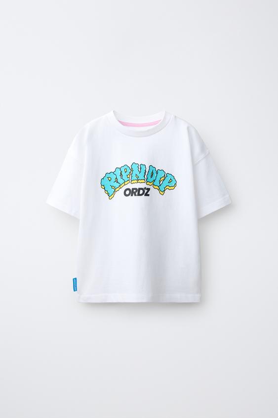 RIPNDIP © X ZARA KIDS RAISED LOGO T-SHIRT - White by Zara - Image 0