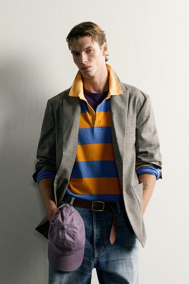 100% WOOL CHECK RELAXED FIT BLAZER - Brown by Zara