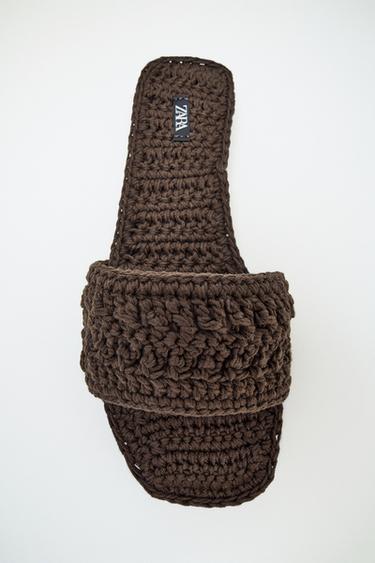 CROCHET FLAT SANDALS - Brown by Zara