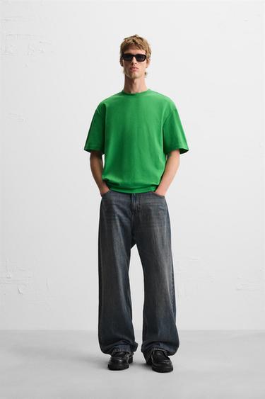 BASIC REGULAR FIT T-SHIRT - Green by Zara