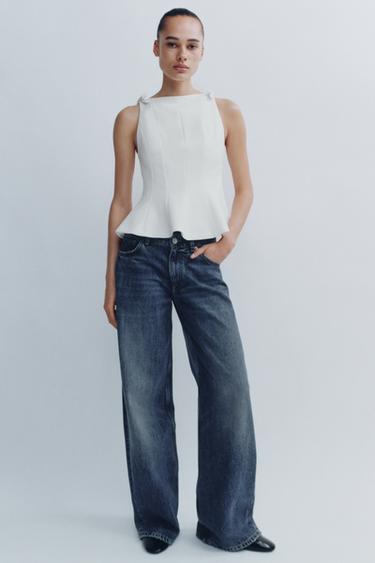PEPLUM TOP WITH BOWS - White by Zara - Image 0