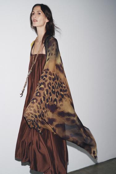 ANIMAL PRINT MODAL SILK SCARF - Leopard by Zara - Image 0