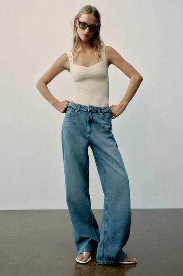 STRETCH SQUARE NECK BODYSUIT - Ecru by Zara