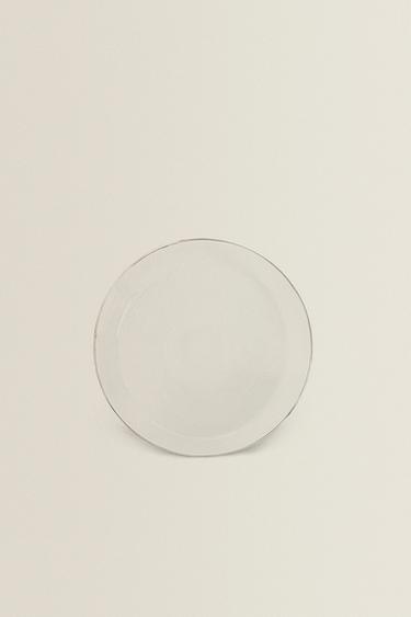 BOROSILICATE GLASS SIDE PLATE WITH RIM - Silver by Zara - Image 0