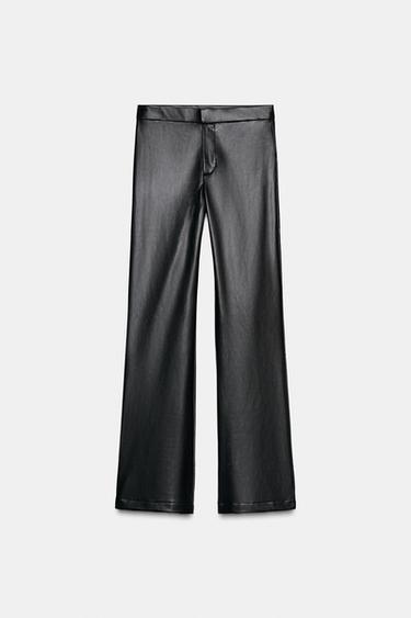 FAUX LEATHER FLARE TROUSERS - Black by Zara