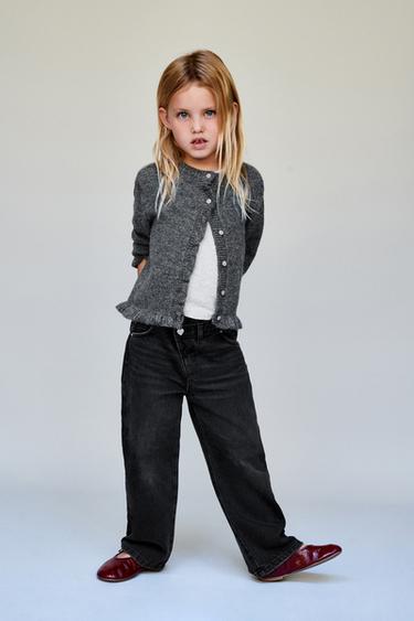 CARDIGAN WITH RUFFLE TRIMS AND WOOL - Grey marl by Zara
