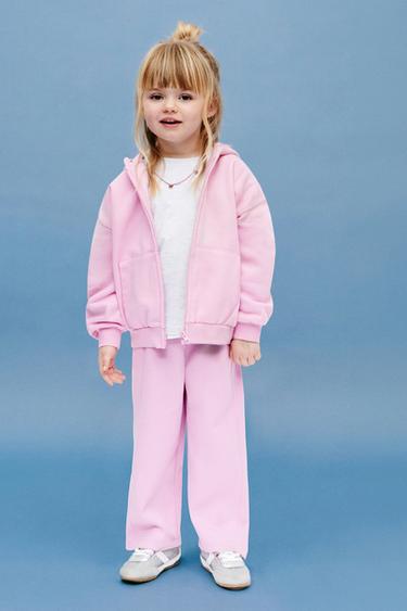 INTERLOCK ZIP-UP SWEATSHIRT WITH EMBOSSED TEXT - Pink / Lilac by Zara