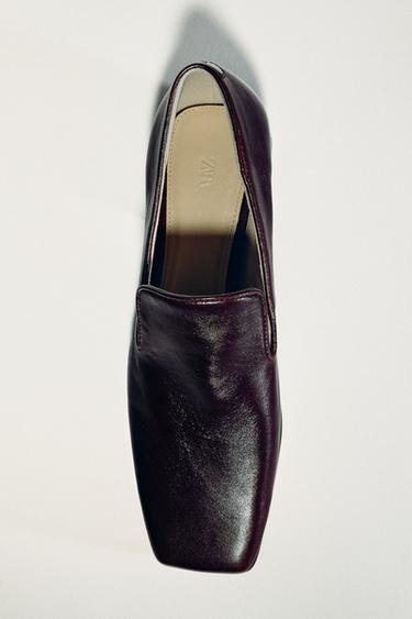 LIMITED EDITION LEATHER HEELED LOAFERS - Brown by Zara